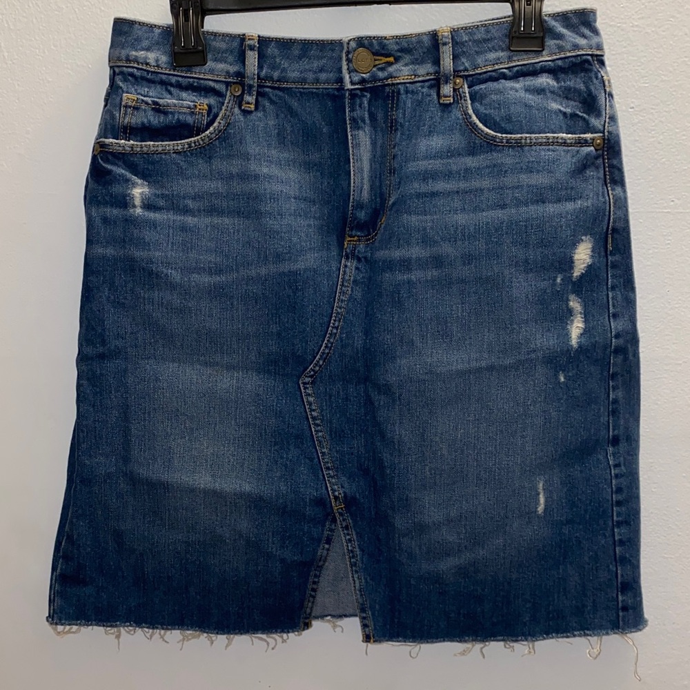 LOFT Blue Denim Midi Skirt